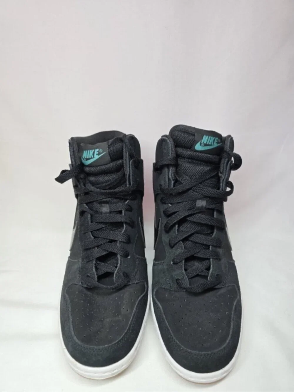 Nike Dunk Sky Hi Hidden Wedge Heel Womens Sneakers Black Suede 644877-011 Size 9
